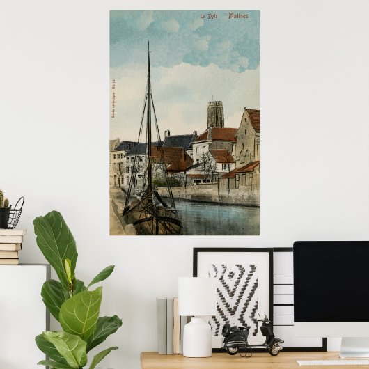 1890 Mechelen Malines Dyle Poster (Thuiskantoor)