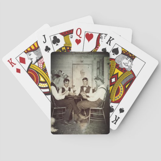 1890 Poker Game Mannen Gambling Kaarten Man Foto (Achterkant)