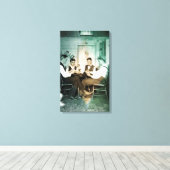 1890 Poker Game Mannen Gambling Kaarten Man Foto Canvas Afdruk (Insitu (Houten vloer))