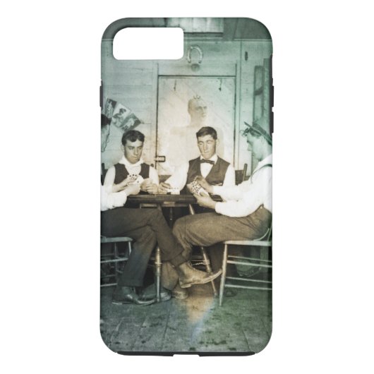 1890 Poker Game Mannen Gambling Kaarten Man Foto Case-Mate iPhone Case (Achterkant)
