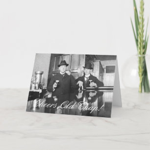 1890 Saloon Bar Mannen Cheers Old Chap Happy Birth Kaart