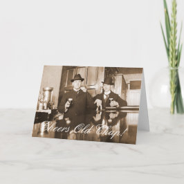 1890 Saloon Bar Mannen Cheers Old Chap Happy Birth Kaart