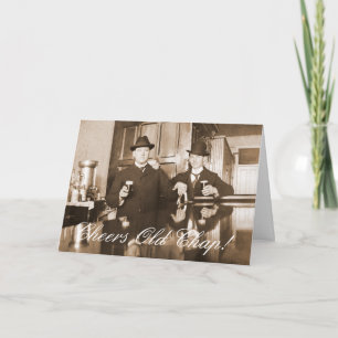 1890 Saloon Bar Mannen Cheers Old Chap Happy Birth Kaart