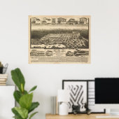 1890 Snohomish, WA Birds Eye Uitzicht Panoramic Ma Poster (Thuiskantoor)