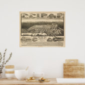 1890 Snohomish, WA Birds Eye Uitzicht Panoramic Ma Poster (Keuken)