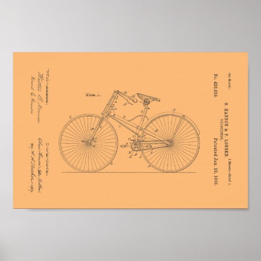 1890  velocipede-patentafdrukken poster (Voorkant)