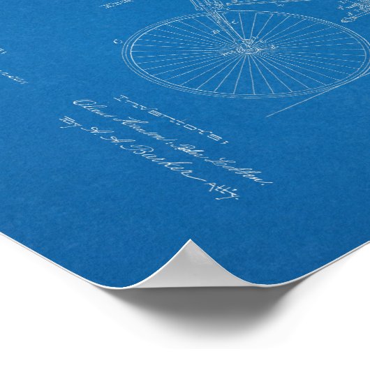 1890  velocipede-patentafdrukken poster (Hoek)