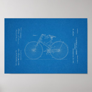 1890  velocipede-patentafdrukken poster