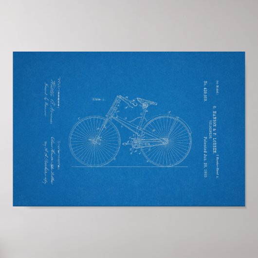 1890  velocipede-patentafdrukken poster (Voorkant)