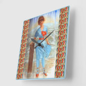 1890 Victoriaans dame op het strand Vierkante Klok (Hoek)