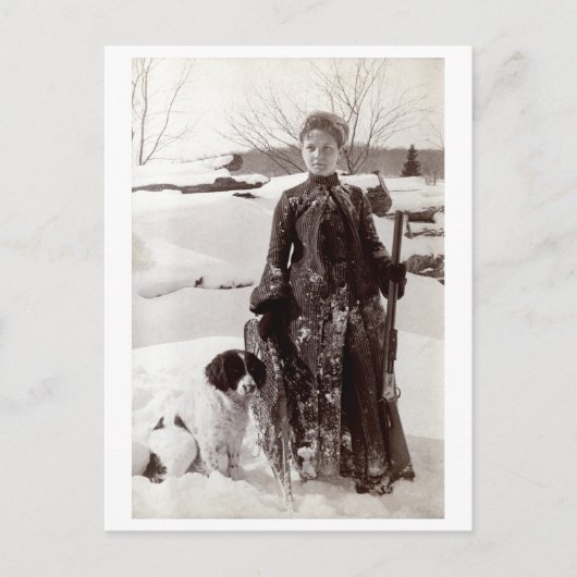 1890 Vrouw en haar Bretagne Hunting Dog Briefkaart (Voorkant)