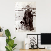 1890 Vrouw en haar Bretagne Hunting Dog Poster (Thuiskantoor)