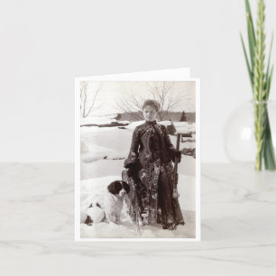 1890 vrouw en haar Jachthond van Bretagne Kaart