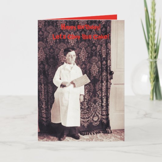 1890's Butcher Boy met Cleaver Verjaardag Kaart (Voorkant)