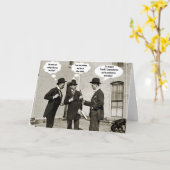 1890's Dapper Mannen Toasting Speech Bubbles Custo Kaart (Gele Bloem)