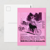 1890s fiets en racycle briefkaart (Voorkant / Achterkant)