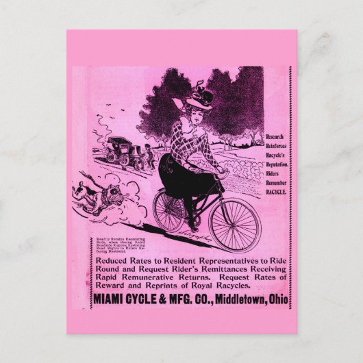 1890s fiets en racycle briefkaart (Voorkant)