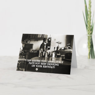 1890'S FOTO GRAPPIG VERJAARDAG MAN OP TELEFOONFLES KAART