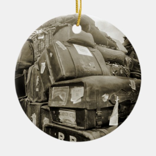 1890's REISLUGAGE-TEAMSTER WAGON SUITCASE Keramisch Ornament (Voorkant)