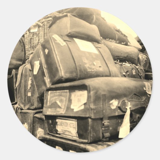 1890's REISLUGAGE-TEAMSTER WAGON SUITCASE Ronde Sticker (Voorkant)