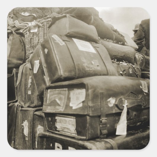 1890's REISLUGAGE-TEAMSTER WAGON SUITCASE Vierkante Sticker (Voorkant)