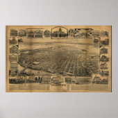 1890's Sacramento CA Birds Eye Uitzicht Panoramic  Poster (Voorkant)