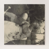 1890s stel in omhelzing zwart-wit foto legpuzzel (Horizontaal)