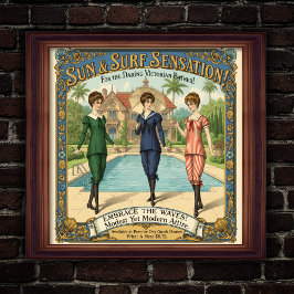 1890s Victoriaans Zwemkleding Advertentie Poster
