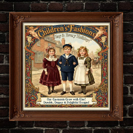1890s Vintage Children's Clothing Advertisment Poster