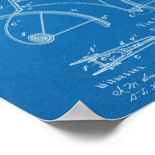 1891 Bicycle Lijst Design Patent Art Print (Hoek)