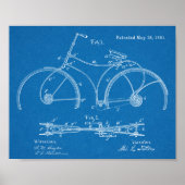 1891 Bicycle Lijst Design Patent Art Print (Voorkant)