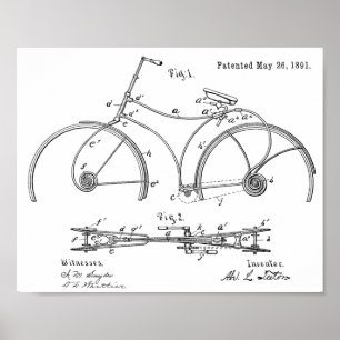 1891 Bicycle Lijst Design Patent Art Print