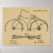 1891 Bicycle Lijst Design Patent Art Print (Voorkant)