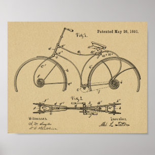 1891 Bicycle Lijst Design Patent Art Print