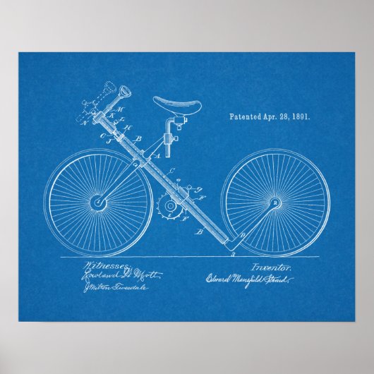 1891  blauwdruk voor fietspatronen afdrukken poster (Voorkant)