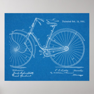 1891  blauwdruk voor fietspatronen afdrukken poster