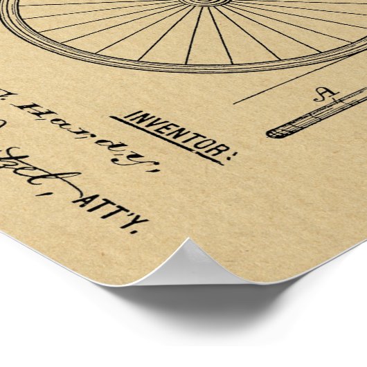 1891 fietsenwiel voor design-patentafdrukken poster (Hoek)