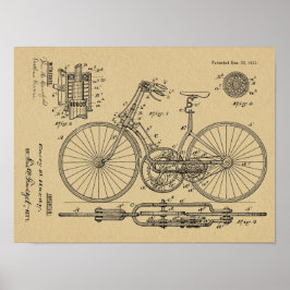 1891  fietsenwiel voor design-patentafdrukken poster