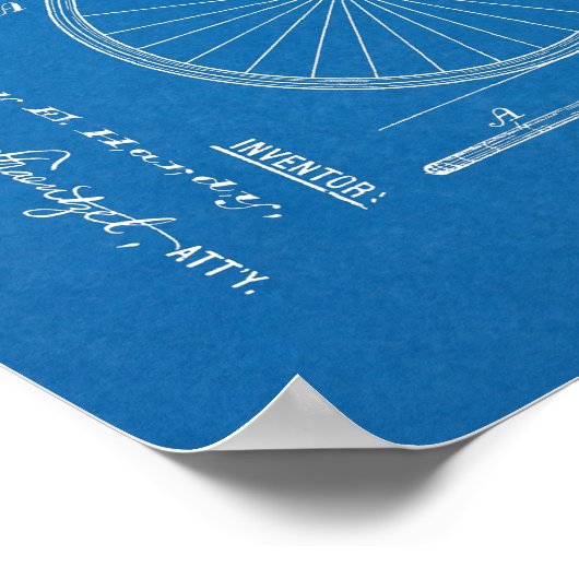 1891  fietsenwiel voor design-patentafdrukken poster (Hoek)