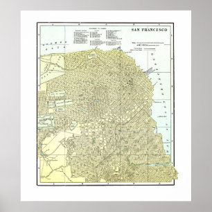 1891 Kaart San Francisco - Poster