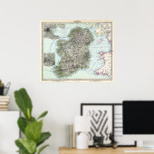 1891 Kaart van Ierland Poster (Thuiskantoor)