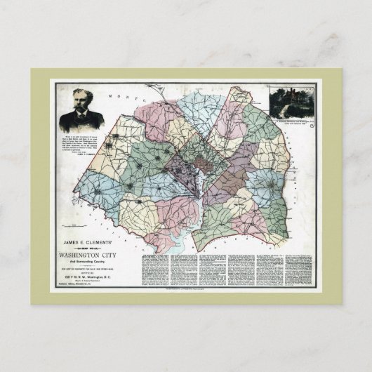 1891 Kaart van Washington City en omringend land (Voorkant)