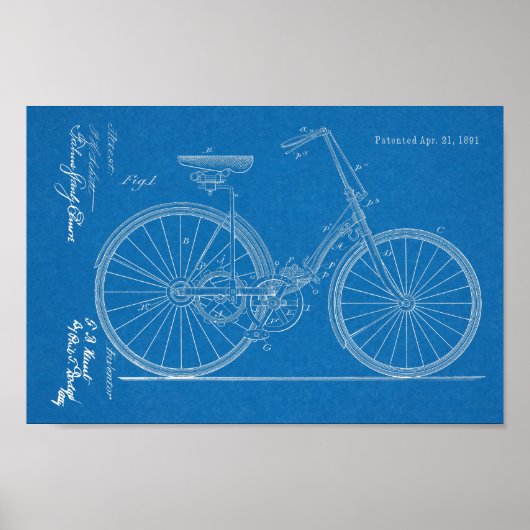 1891 Kettingloze Art voor fietspatronen Poster (Voorkant)