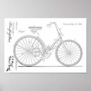 1891 Kettingloze Art voor fietspatronen Poster