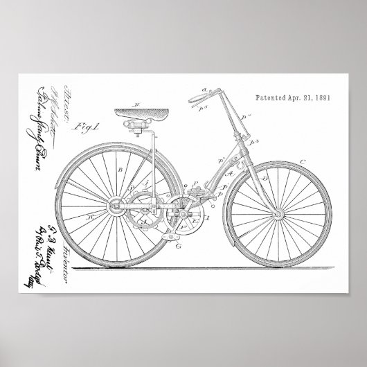 1891 Kettingloze Art voor fietspatronen Poster (Voorkant)