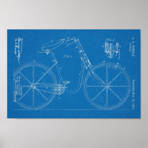 1891 Kunsttekenafdrukken voor fietspatronen Poster