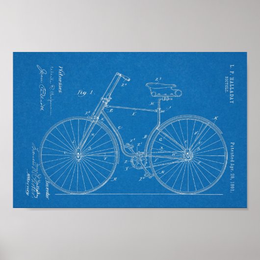 1891 Kunsttekenafdrukken voor fietspatronen Poster (Voorkant)
