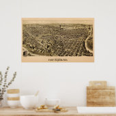 1891 Map of Fort Worth, Texas Birds Eye Uitzicht Poster (Keuken)