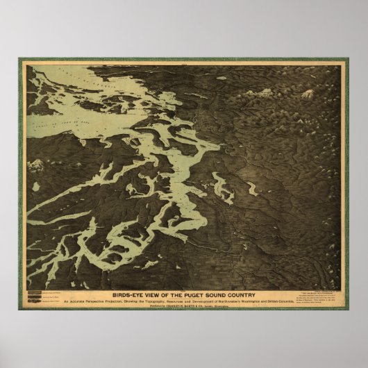 1891 Map of Puget Sound - Washington, Britse kolon Poster (Voorkant)