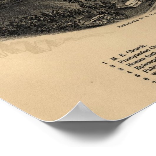 1891 Marlborough, NY Birds Eye Uitzicht Panoramic Poster (Hoek)